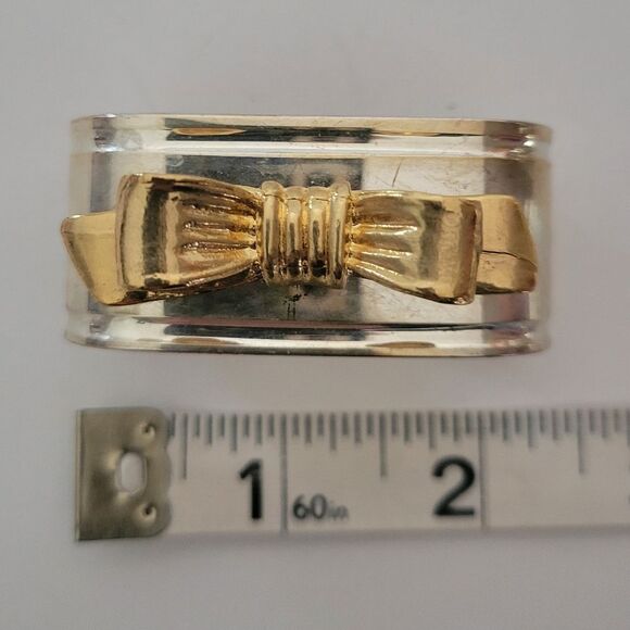 Silver Plated Napkin Ring With Gold Plated Bows Set Of 12 - Picture 6 of 10